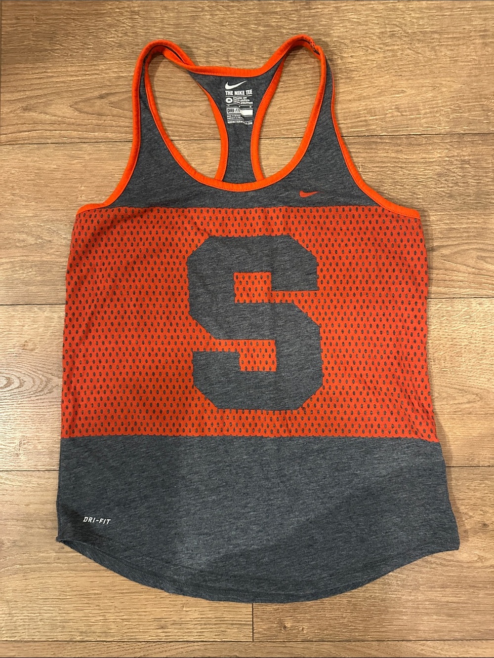 Nike Women's Syracuse University Orange and Gray Racerback Tank size Medium